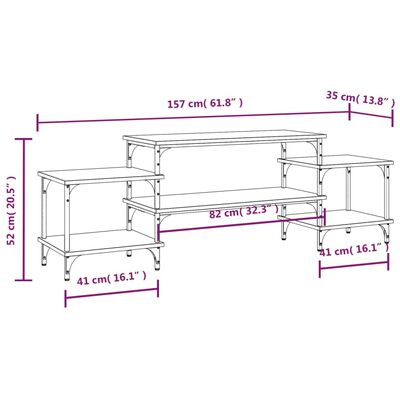 vidaXL TV Cabinet Smoked Oak 157x35x52 cm Engineered Wood