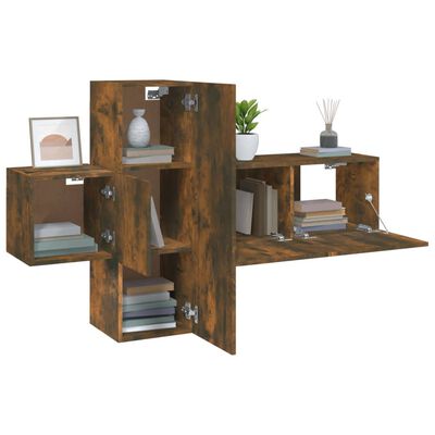 vidaXL 3 Piece TV Cabinet Set Smoked Oak Engineered Wood