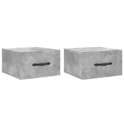 vidaXL Wall-mounted Bedside Cabinets 2 pcs Concrete Grey 35x35x20 cm