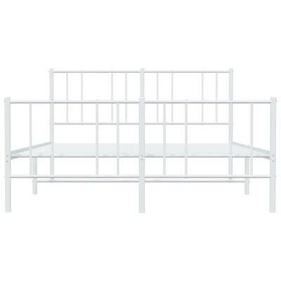 vidaXL Metal Bed Frame without Mattress with Footboard White 150x200 cm King Size