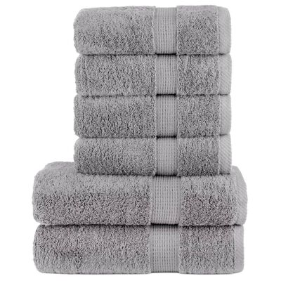 vidaXL 6 Piece Premium Towel Set SOLUND Grey 600 gsm