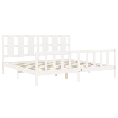 vidaXL Bed Frame without Mattress White Solid Wood Pine