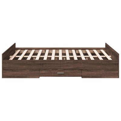 vidaXL Bed Frame with Drawers without Mattress Brown Oak 120x200 cm