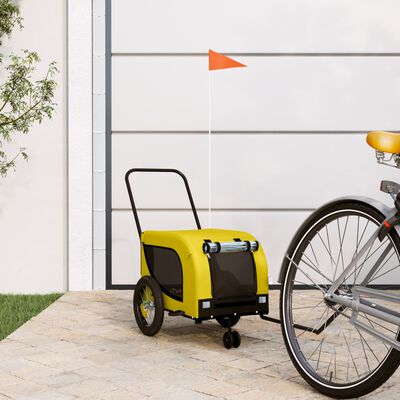 vidaXL Pet Bike Trailer Yellow and Black Oxford Fabric and Iron