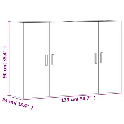 vidaXL Wall Mounted Cabinets 2 pcs Smoked Oak Engineered Wood