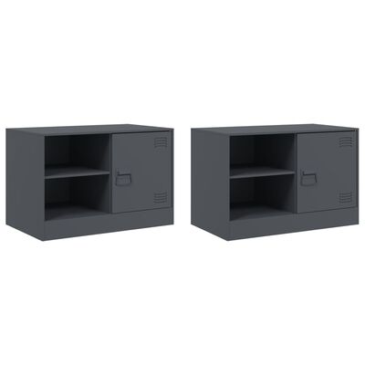 vidaXL TV Cabinets 2 pcs Anthracite 67x39x44 cm Steel