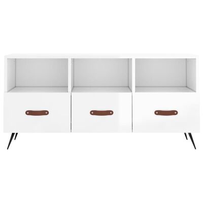 vidaXL TV Cabinet High Gloss White 102x36x50 cm Engineered Wood