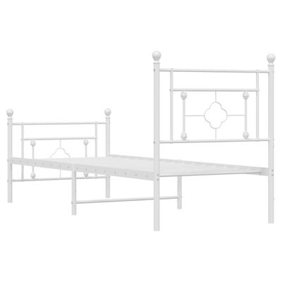 vidaXL Metal Bed Frame without Mattress with Footboard White 80x200 cm