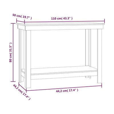 vidaXL Work Bench Honey Brown 110x50x80 cm Solid Wood Pine