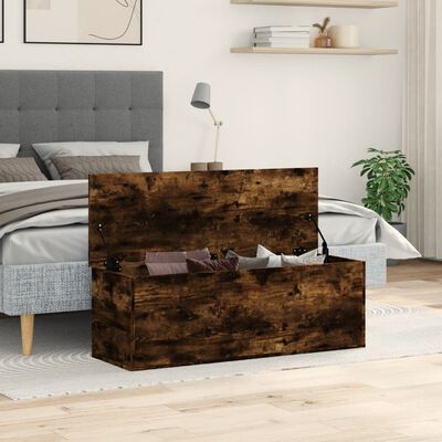 vidaXL Storage Box Smoked Oak 102x35x35 cm Engineered Wood