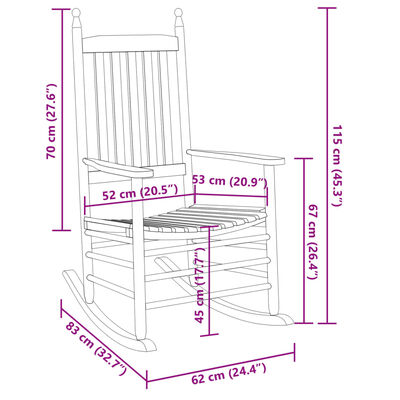 vidaXL Rocking Chair with Foldable Table Grey Solid Wood Poplar