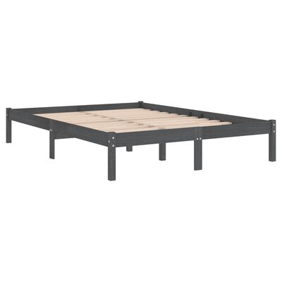 vidaXL Bed Frame without Mattress Grey Solid Wood King Size