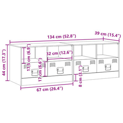 vidaXL TV Cabinets 2 pcs Mustard Yellow 67x39x44 cm Steel