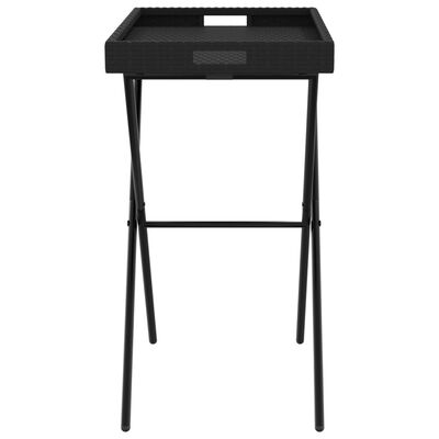 vidaXL Folding Tray Table Black 65x40x75 cm Poly Rattan