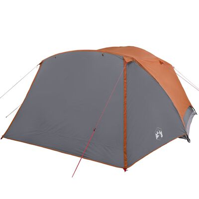 vidaXL Family Tent with Porch 6-Person Grey and Orange Waterproof