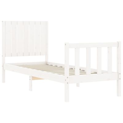 vidaXL Bed Frame without Mattress White Small Single Solid Wood Pine