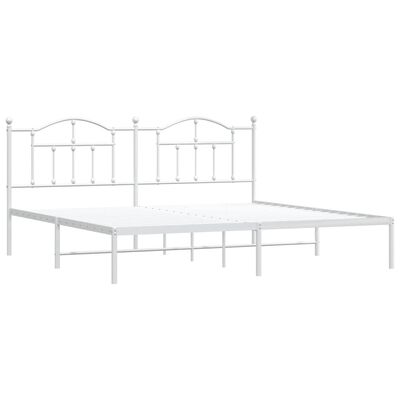 vidaXL Metal Bed Frame without Mattress with Headboard White 200x200 cm