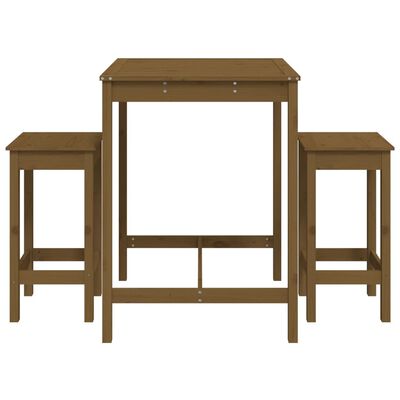 vidaXL 3 Piece Garden Bar Set Honey Brown Solid Wood Pine