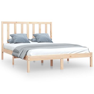 vidaXL Bed Frame without Mattress Solid Wood Pine 135x190 cm Double