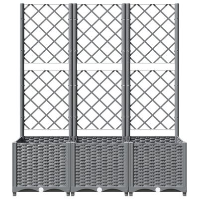 vidaXL Garden Planter with Trellis Light Grey 120x40x136 cm PP