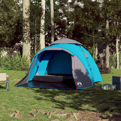 vidaXL Camping Tent Dome 3-Person Blue Quick Release