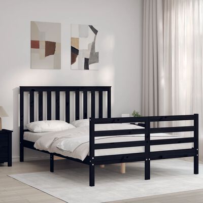 vidaXL Bed Frame without Mattress Black 120x200 cm Solid Wood