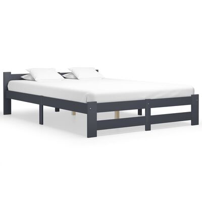 vidaXL Bed Frame without Mattress Dark Grey Solid Pine Wood 120x200 cm