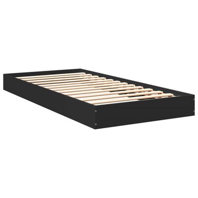 vidaXL Bed Frame without Mattress Black 75x190 cm Small Single Engineered Wood