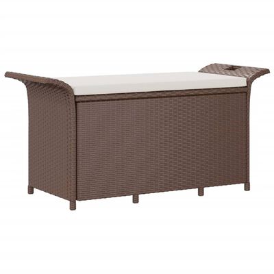 vidaXL Garden Bench with Cushion Brown 116x46x57 cm Poly Rattan