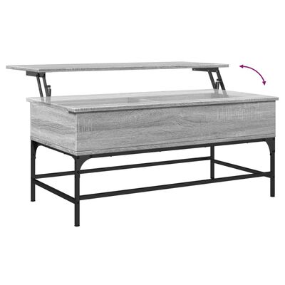 vidaXL Coffee Table Grey Sonoma 100x50x45 cm Engineered Wood and Metal