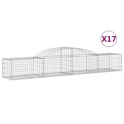 vidaXL Arched Gabion Baskets 17 pcs 300x50x40/60 cm Galvanised Iron