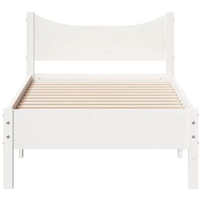 vidaXL Bed Frame without Mattress White 75x190 cm Small Single Solid Wood Pine