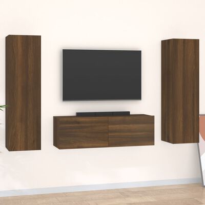 vidaXL 3 Piece TV Cabinet Set Brown Oak Engineered Wood