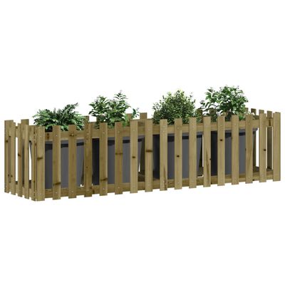 vidaXL Garden Raised Bed with Fence Design 200x50x50 cm Impregnated Wood Pine