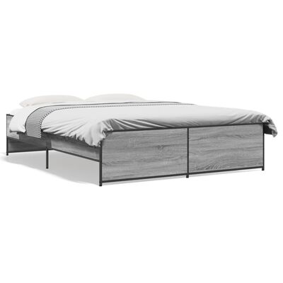 vidaXL Bed Frame without Mattress Grey Sonoma 150x200 cm King Size