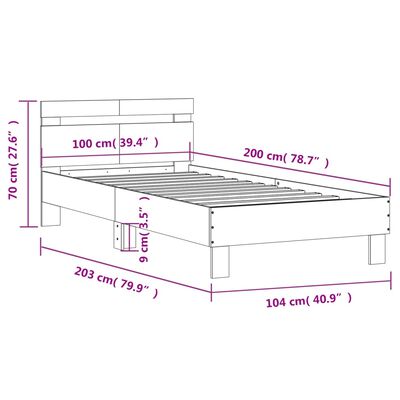 vidaXL Bed Frame without Mattress with LED Lights Sonoma Oak 100x200 cm