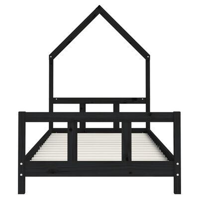 vidaXL Kids Bed Frame Black 90x200 cm Solid Wood Pine