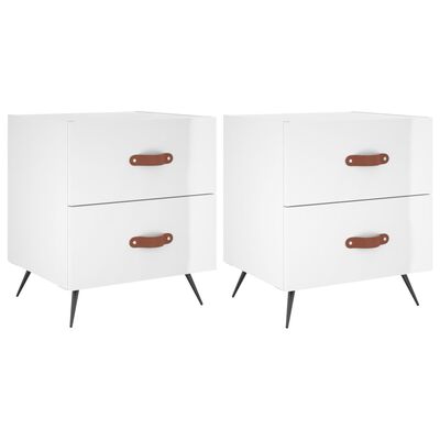 vidaXL Bedside Cabinets 2 pcs High Gloss White 40x35x47.5 cm Engineered Wood