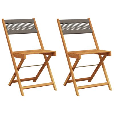 vidaXL Bistro Chairs 2 pcs Grey Solid Wood Acacia and Rope