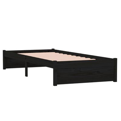 vidaXL Bed Frame without Mattress Black Solid Wood 75x190 cm Small Single