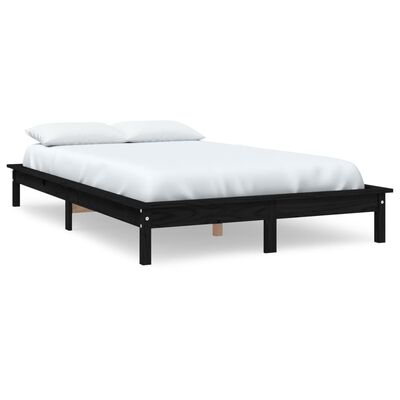 vidaXL Bed Frame without Mattress Black 140x190 cm Solid Wood Pine