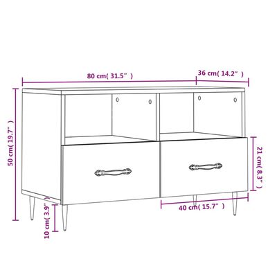 vidaXL TV Cabinet Concrete Grey 80x36x50 cm Engineered Wood