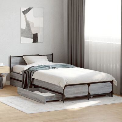 vidaXL Bed Frame with Drawers without Mattress Grey Sonoma 100x200 cm