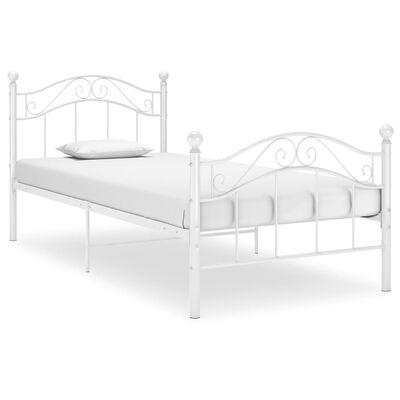 vidaXL Bed Frame without Mattress White Metal 90x200 cm