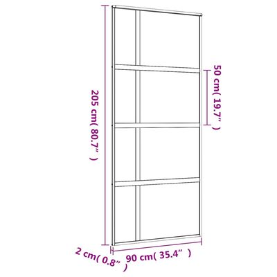 vidaXL Sliding Door Gold 90x205 cm Clear ESG Glass and Aluminium