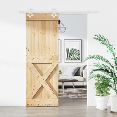 vidaXL Sliding Door with Hardware Set 80x210 cm Solid Wood Pine