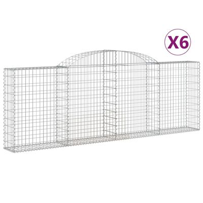 vidaXL Arched Gabion Baskets 6 pcs 300x30x100/120 cm Galvanised Iron