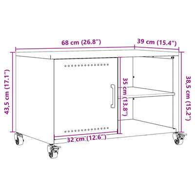 vidaXL TV Cabinet Pink 68x39x43.5 cm Steel