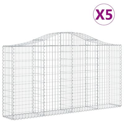 vidaXL Arched Gabion Baskets 5 pcs 200x30x100/120 cm Galvanised Iron