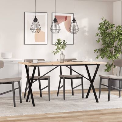 vidaXL Dining Table X-Frame 140x80x75 cm Solid Wood Pine and Cast Iron